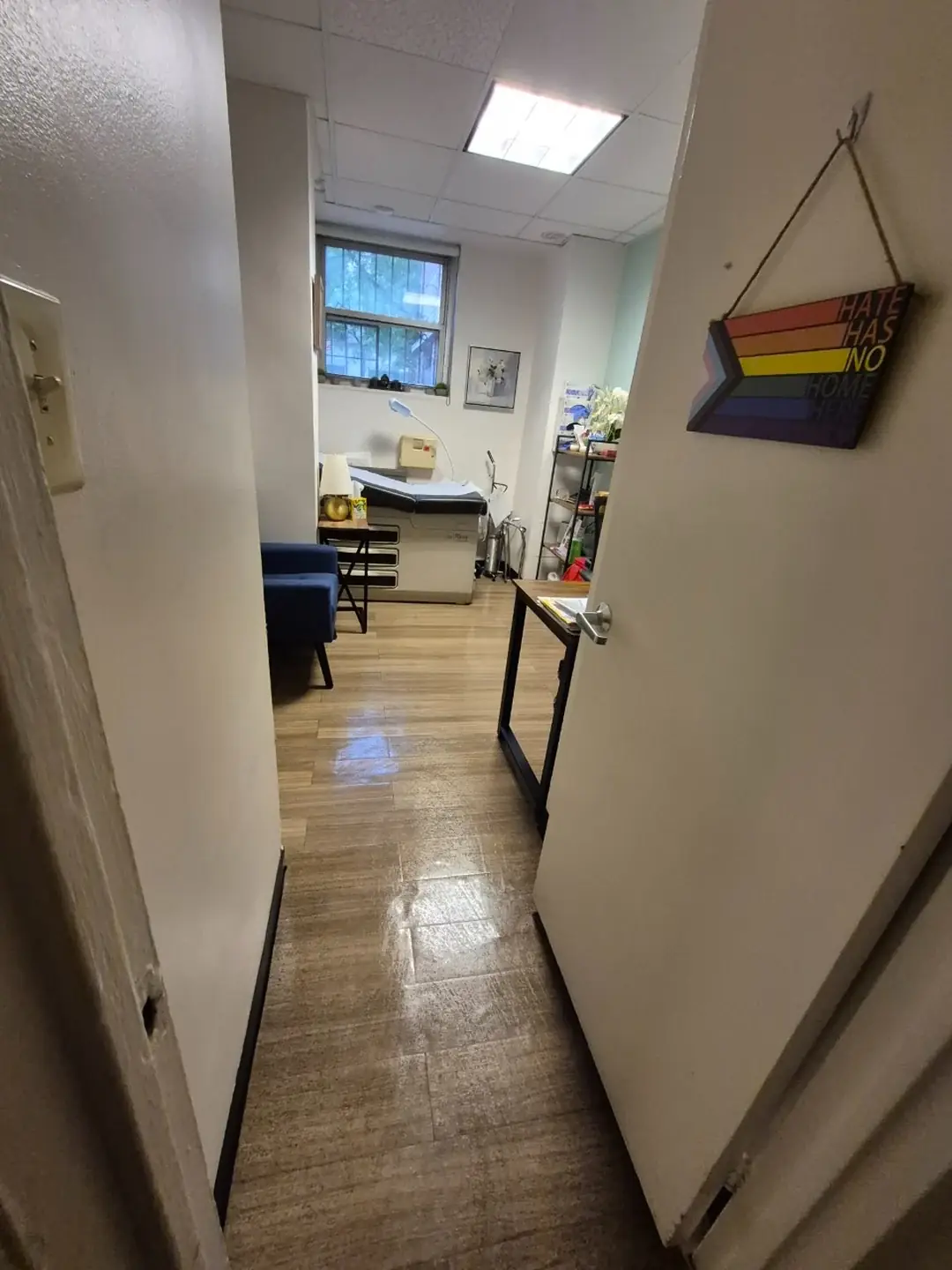 Clean hallway and exam room in a Manhattan medical office