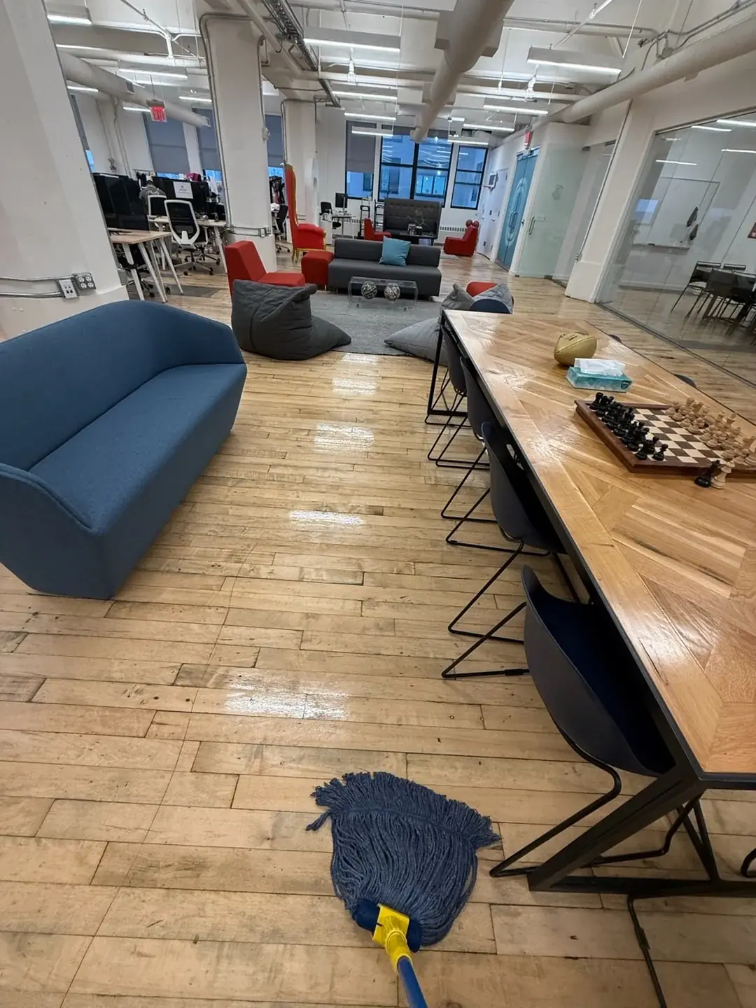 Freshly mopped floors