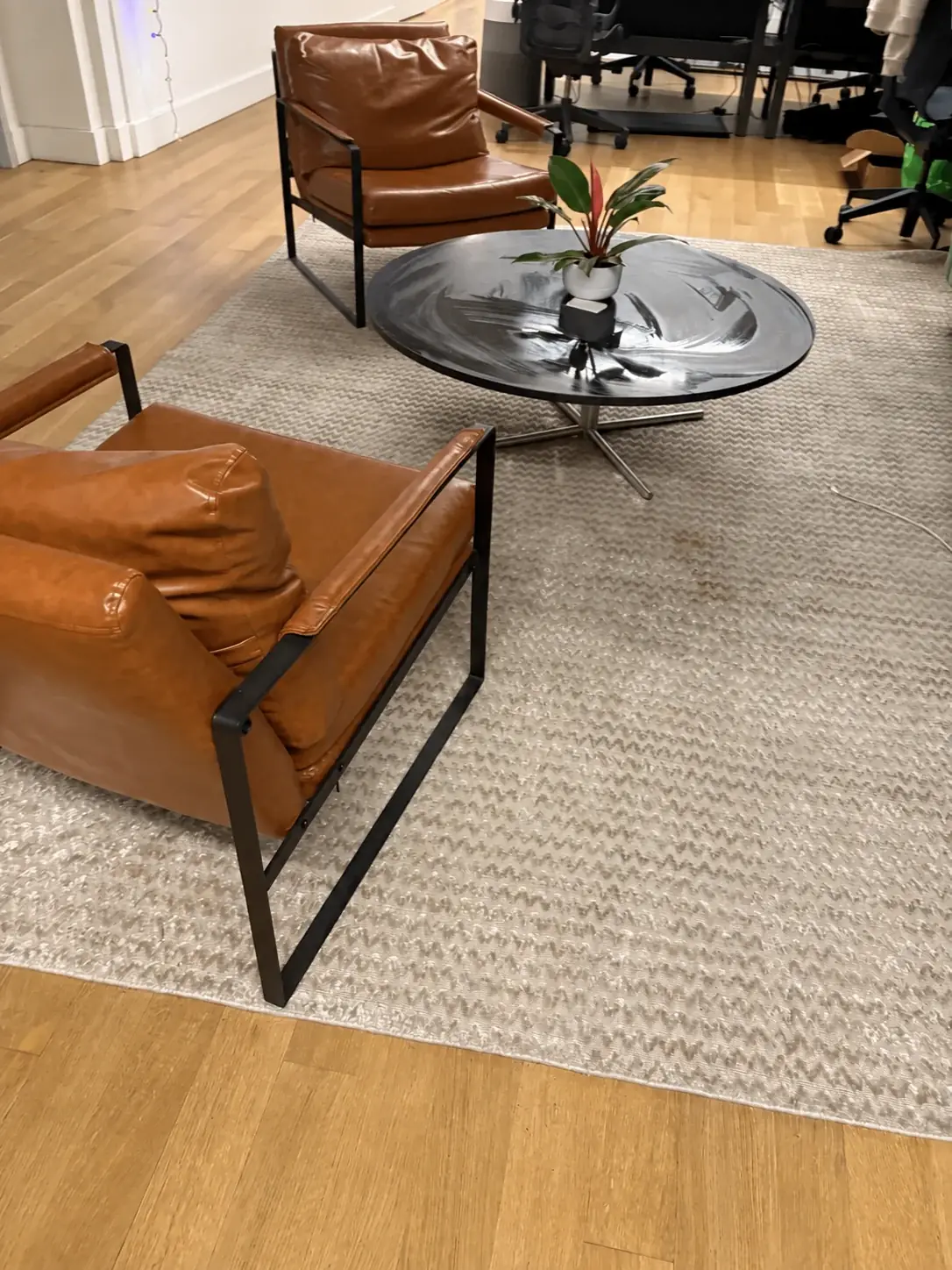 Move-in-ready office seating area after a renovation